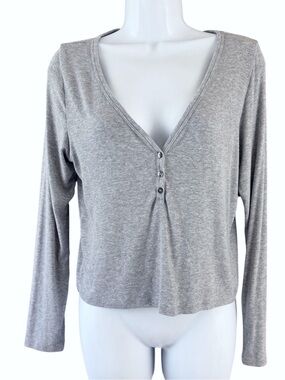 Victoria's Secret Heather V-Neck Long Sleeve Henley